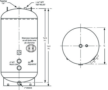 Vertical Bare Large Volume Water Storage Tanks Diagram