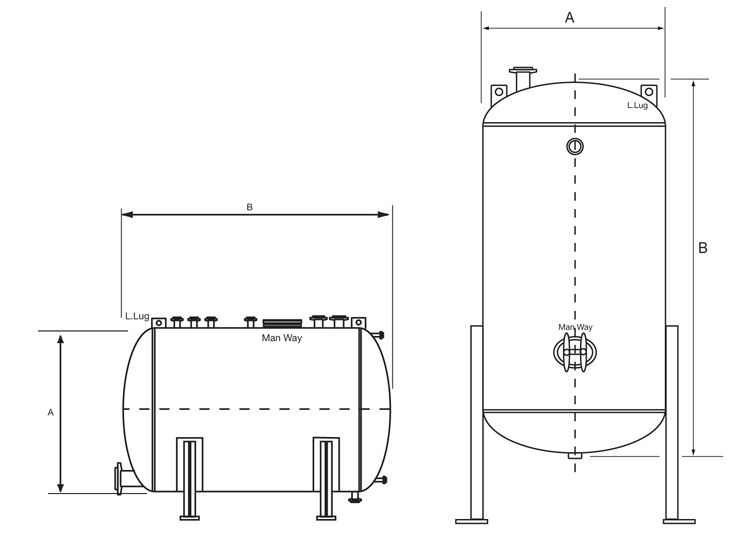 All Purpose Vertical Horizontal Storage Tank Diagram